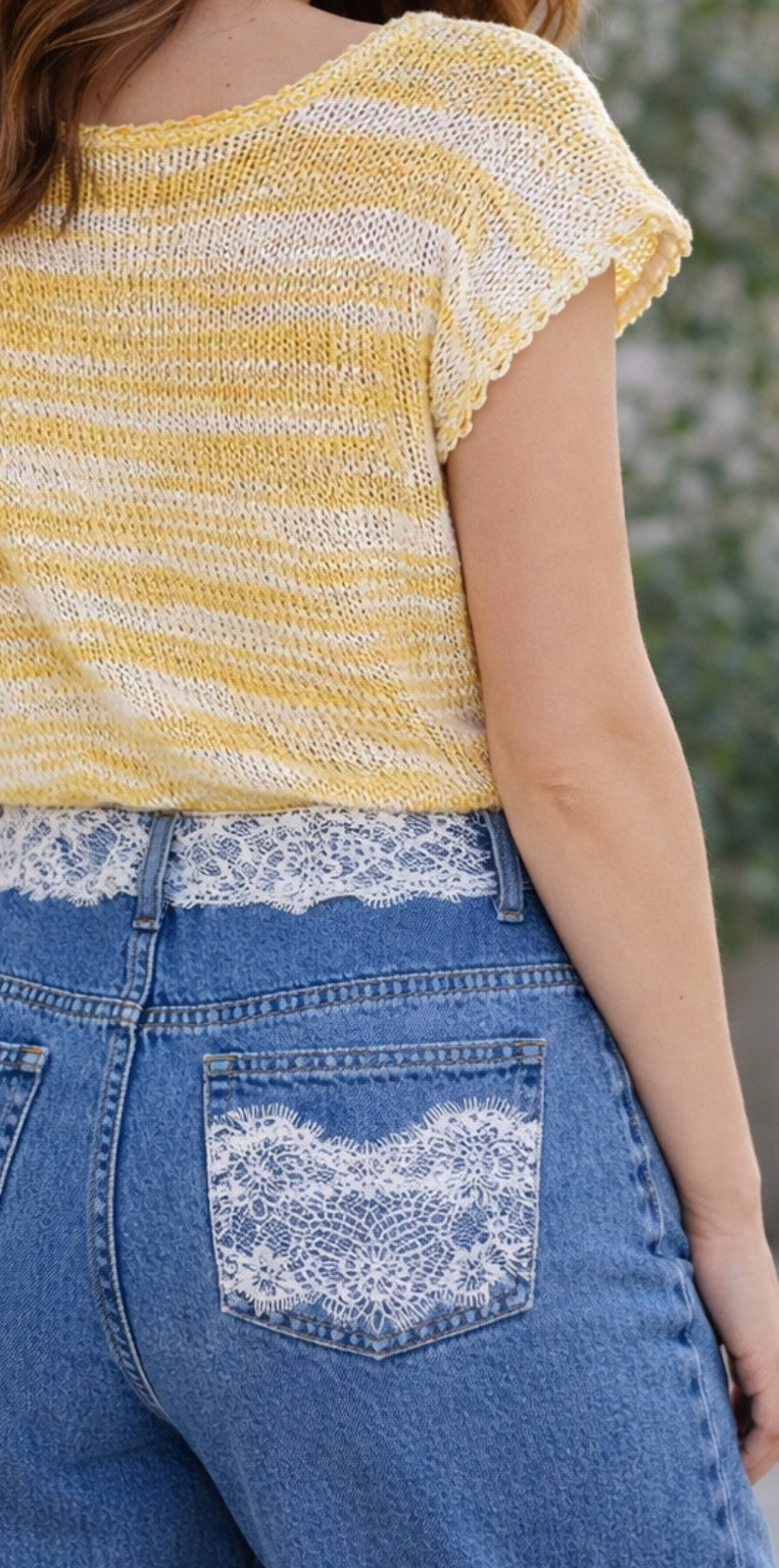 Chesina Lace Denim Jeans