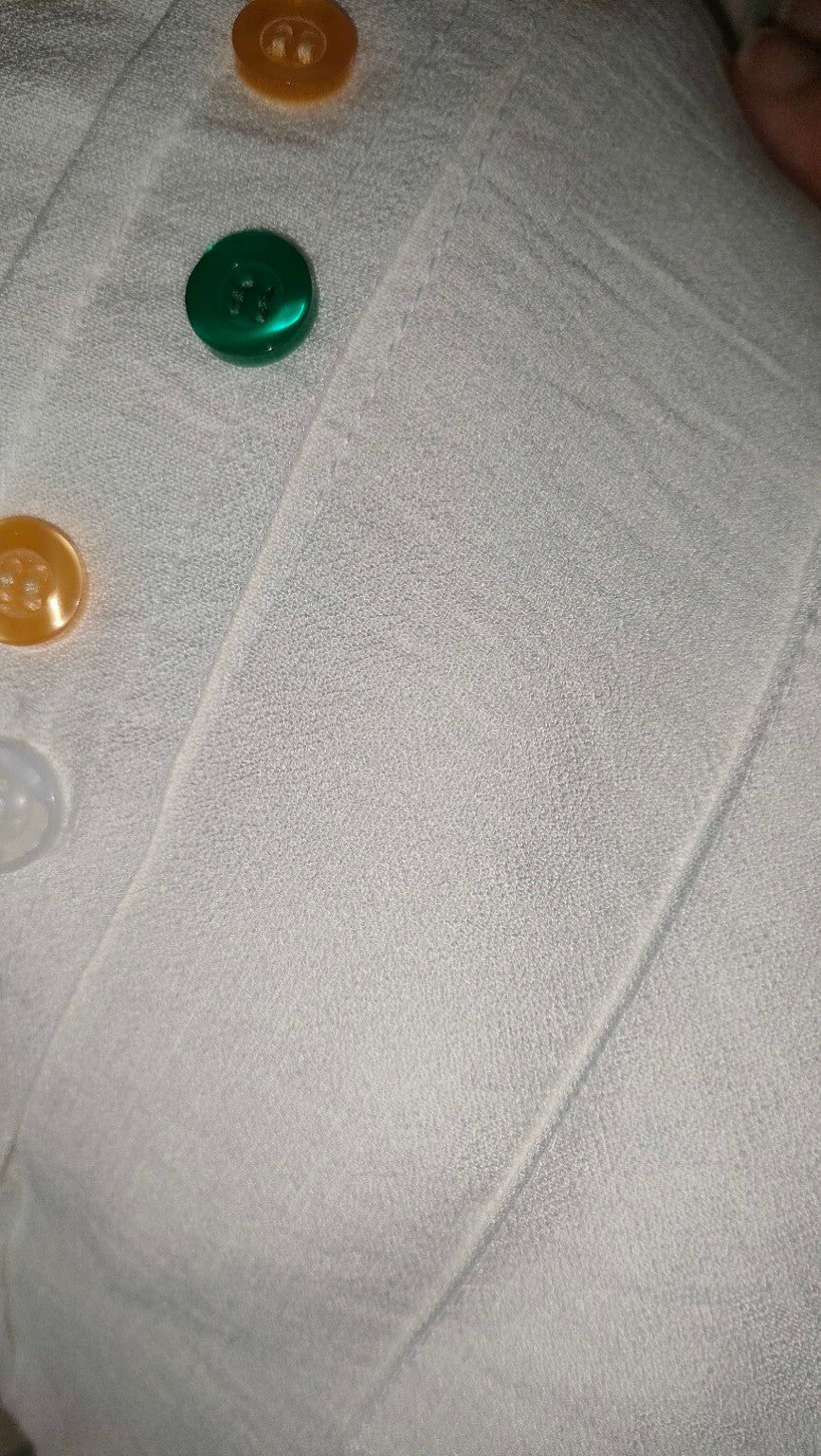 White Linen Shirt with Colorful Buttons