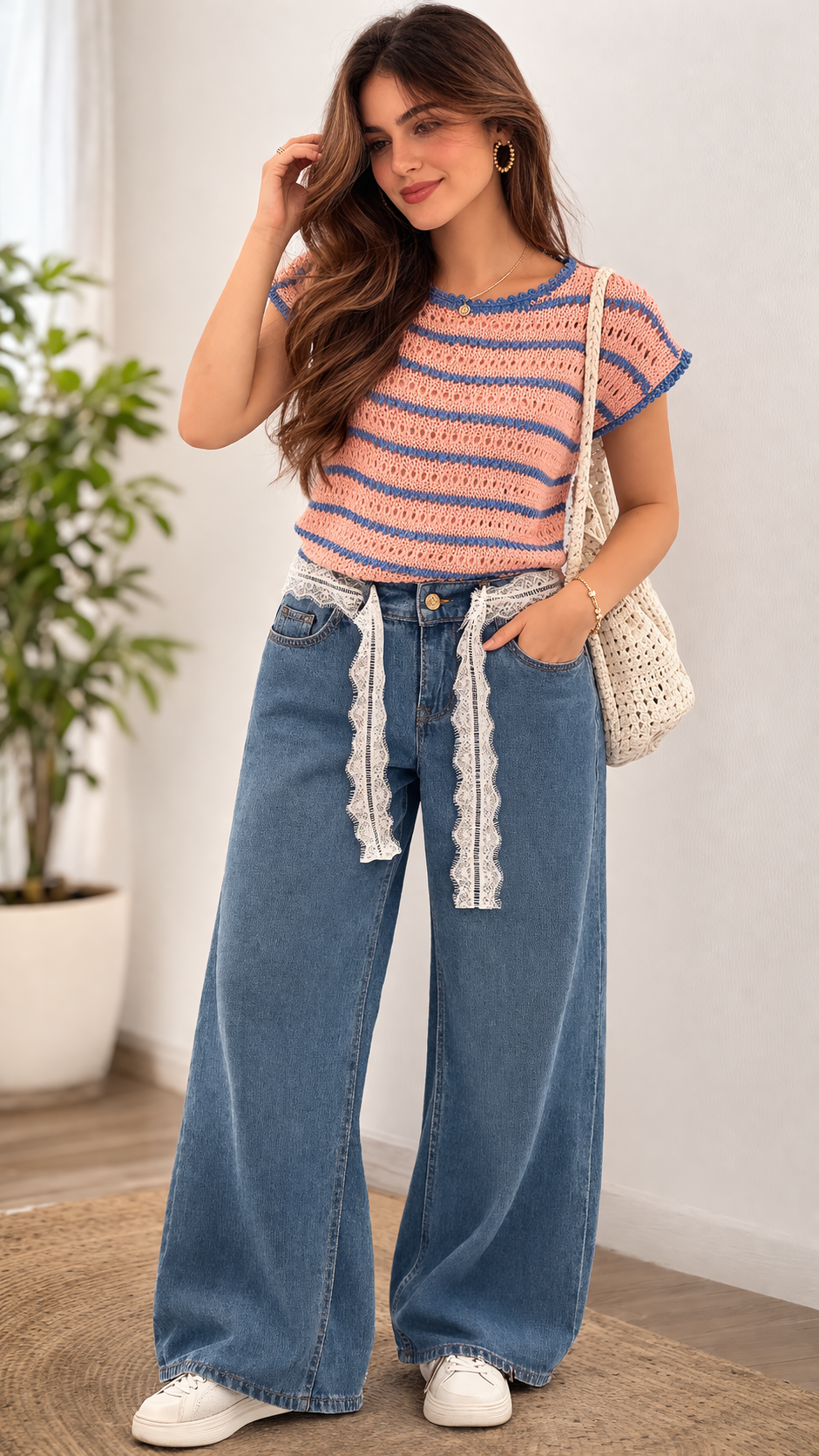 Chesina Lace Denim Jeans