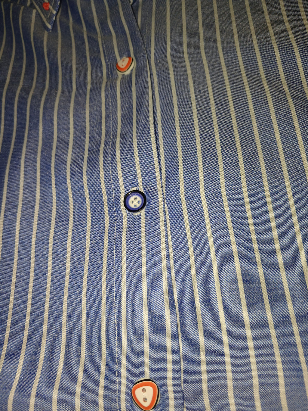 Blue Striped Shirt with Contrast Buttons
