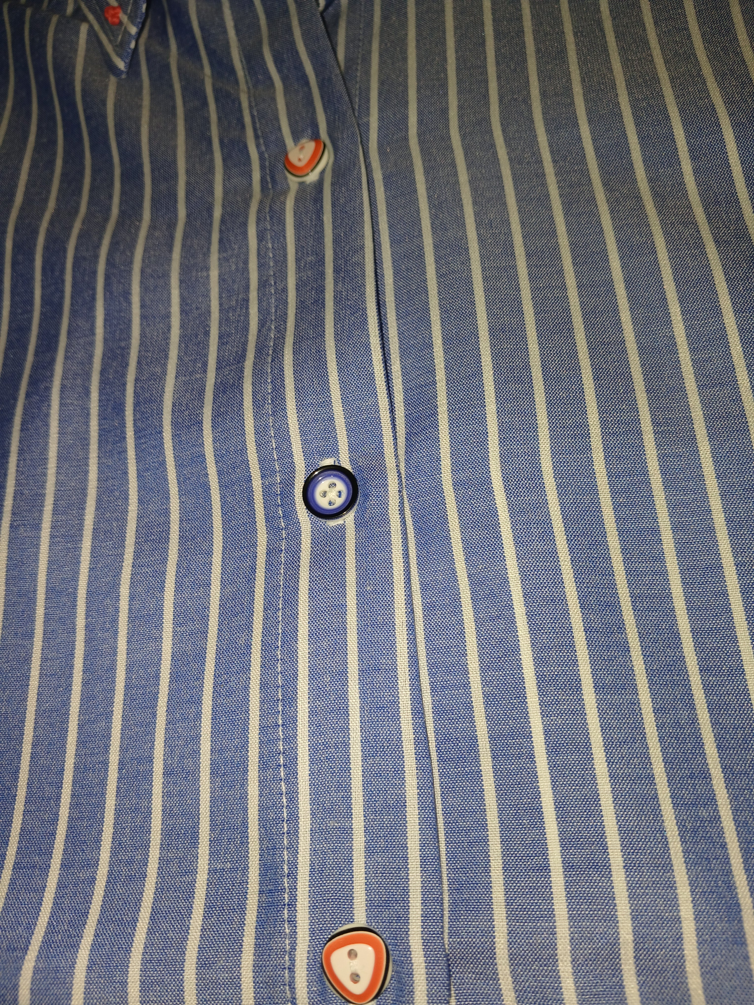 Blue Striped Shirt with Contrast Buttons