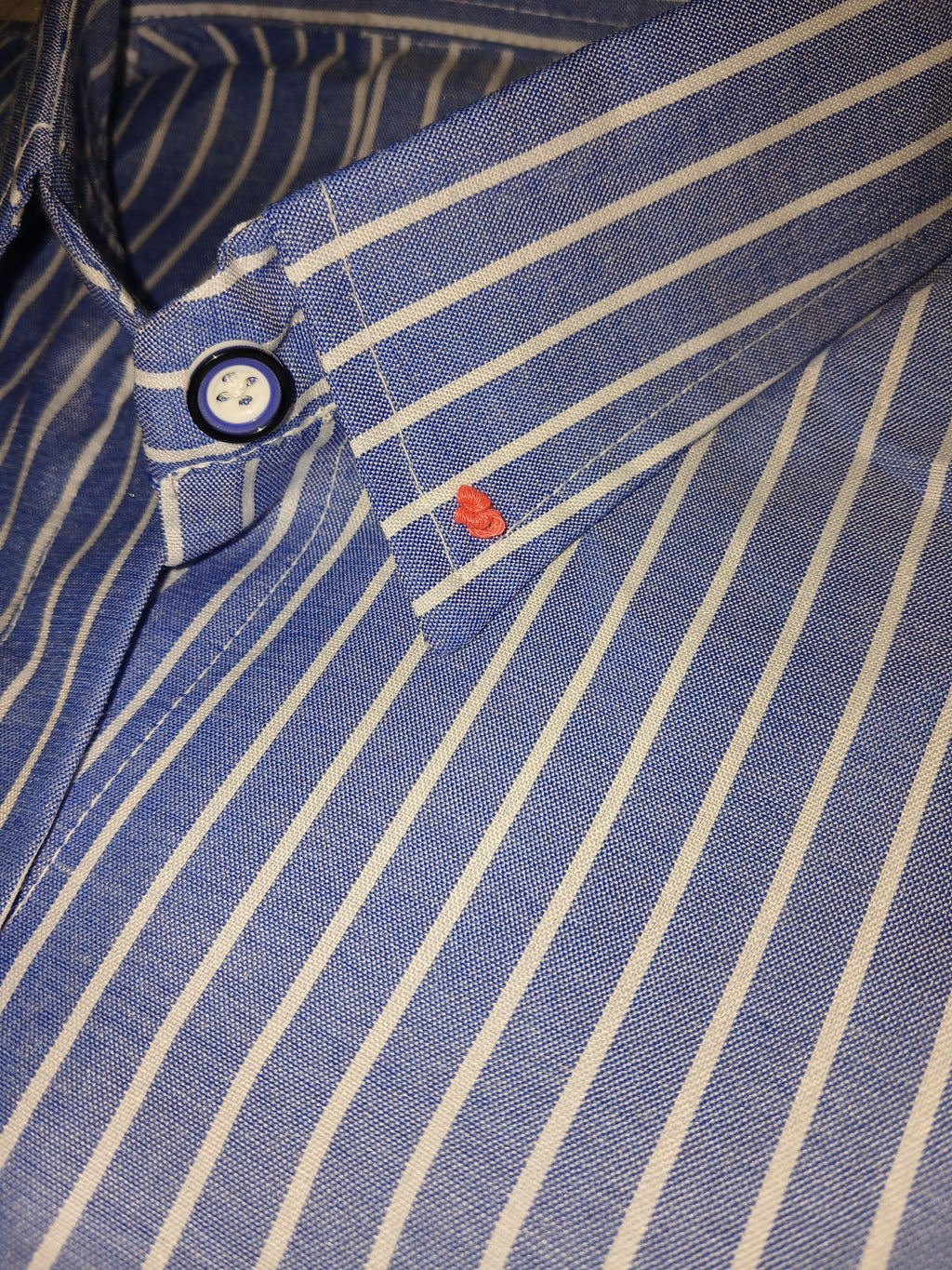 Blue Striped Shirt with Contrast Buttons