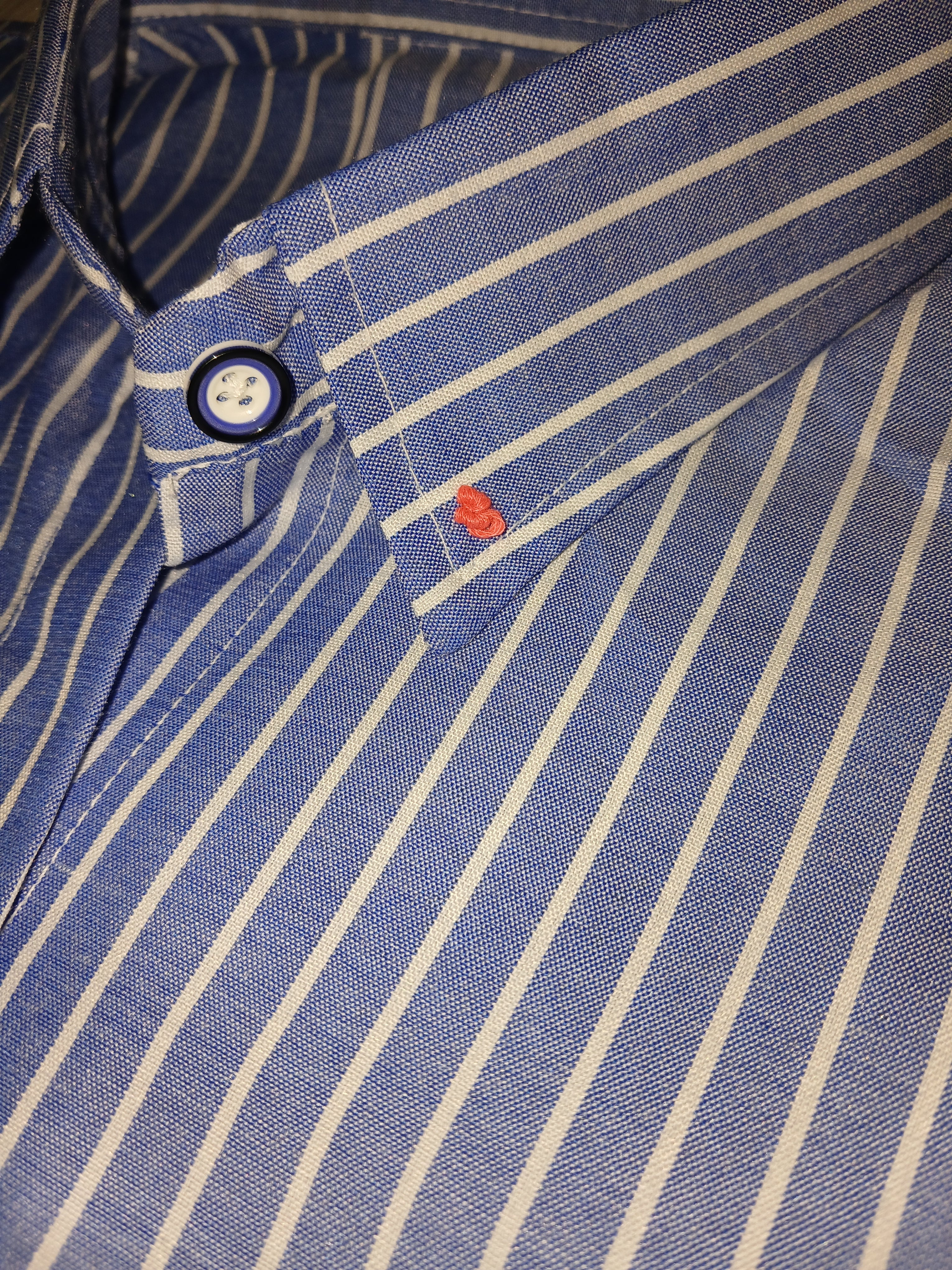 Blue Striped Shirt with Contrast Buttons