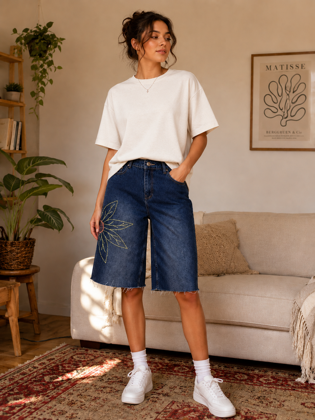 Bloom Embroidered Denim Culottes 🌸
