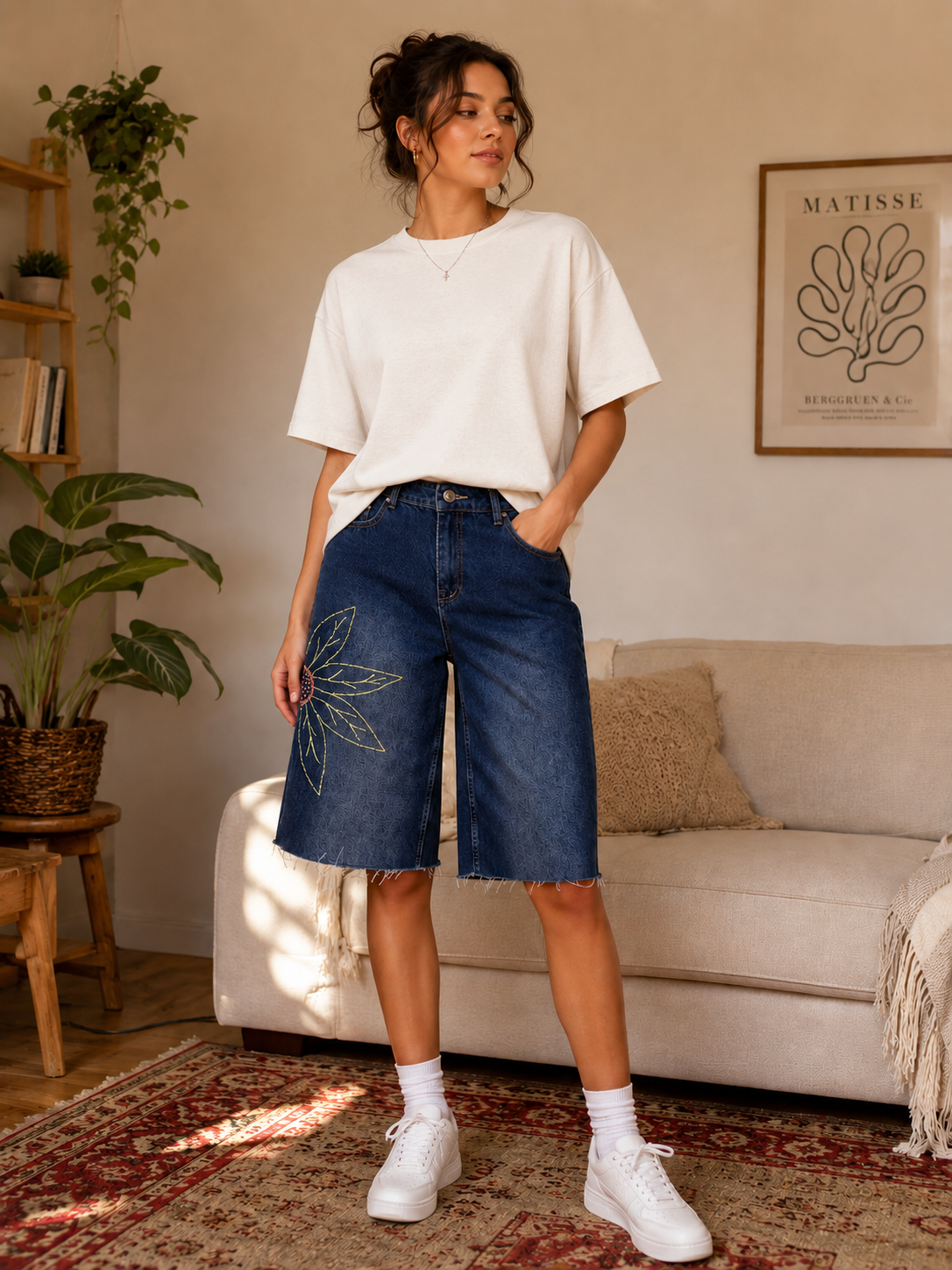 Bloom Embroidered Denim Culottes 🌸