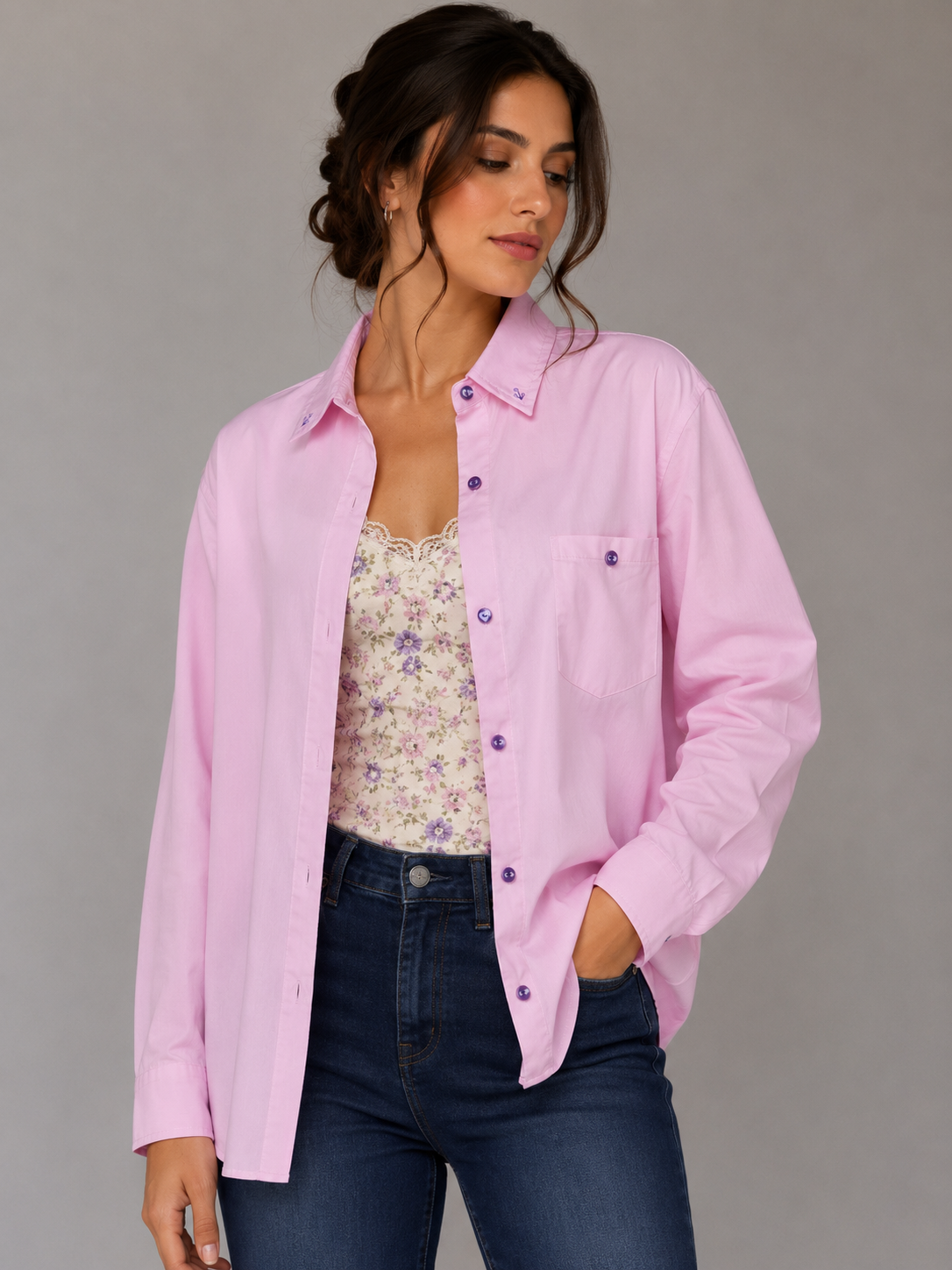 Pastel Pink Poplin Oversized Shirt