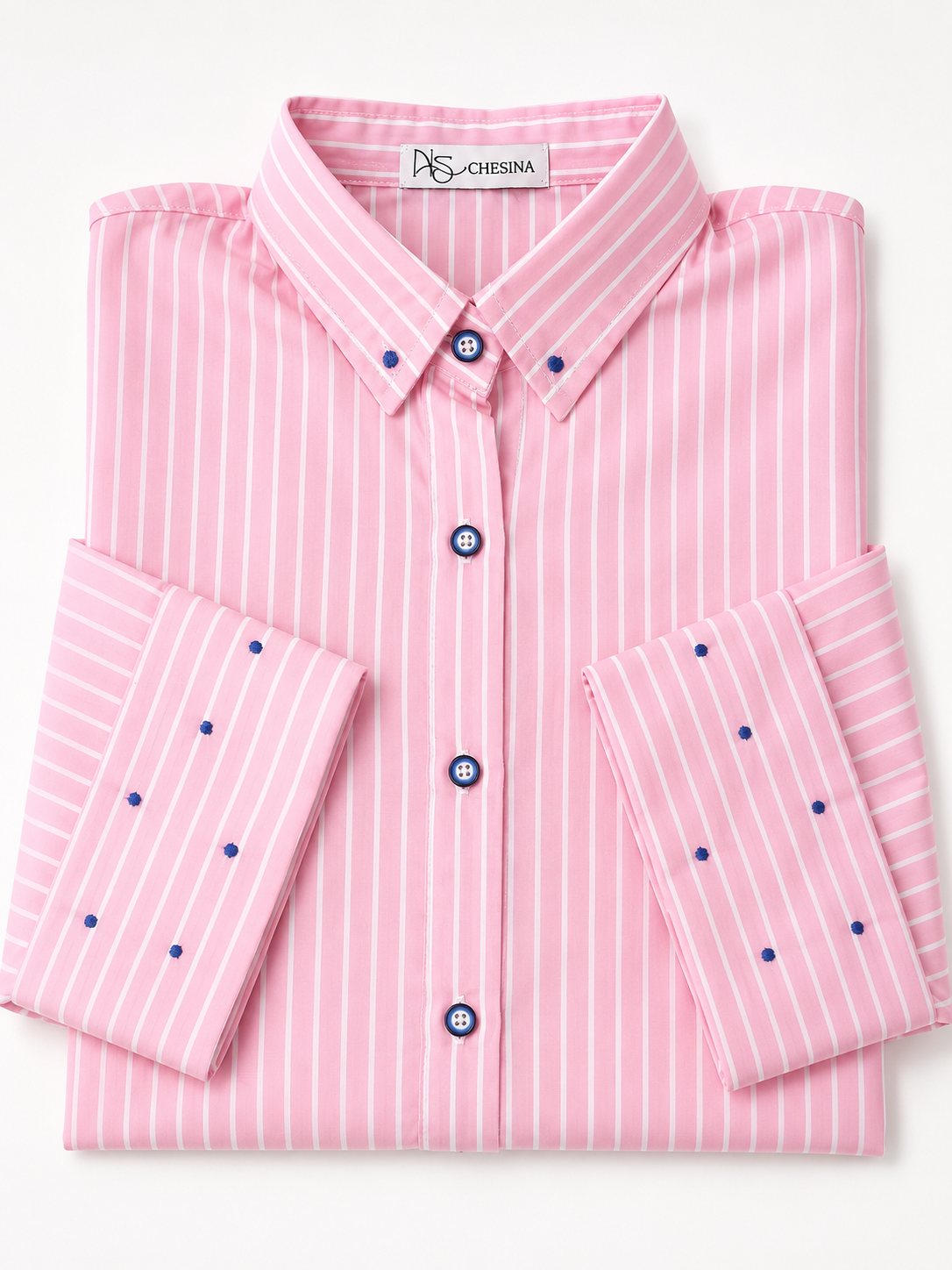 Pink Striped Shirt with Contrast Buttons