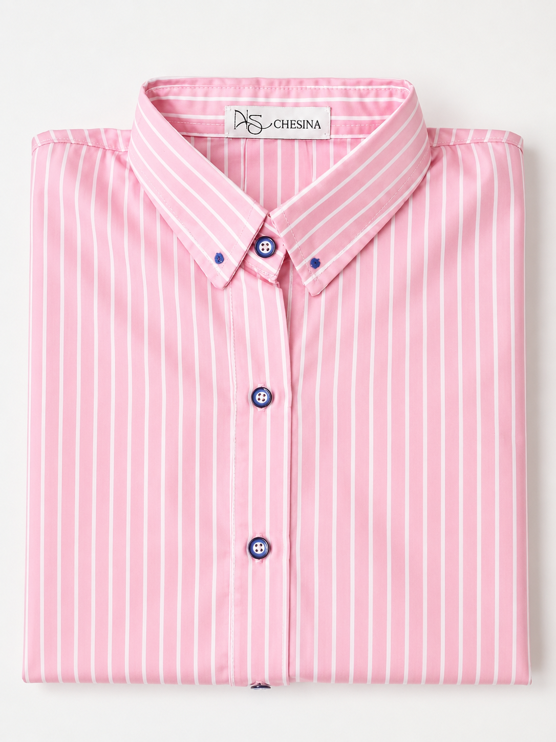 Pink Striped Shirt with Contrast Buttons