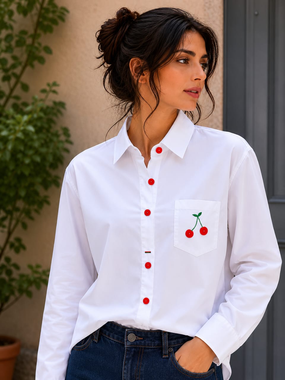 Cerise Poplin one size Shirt
